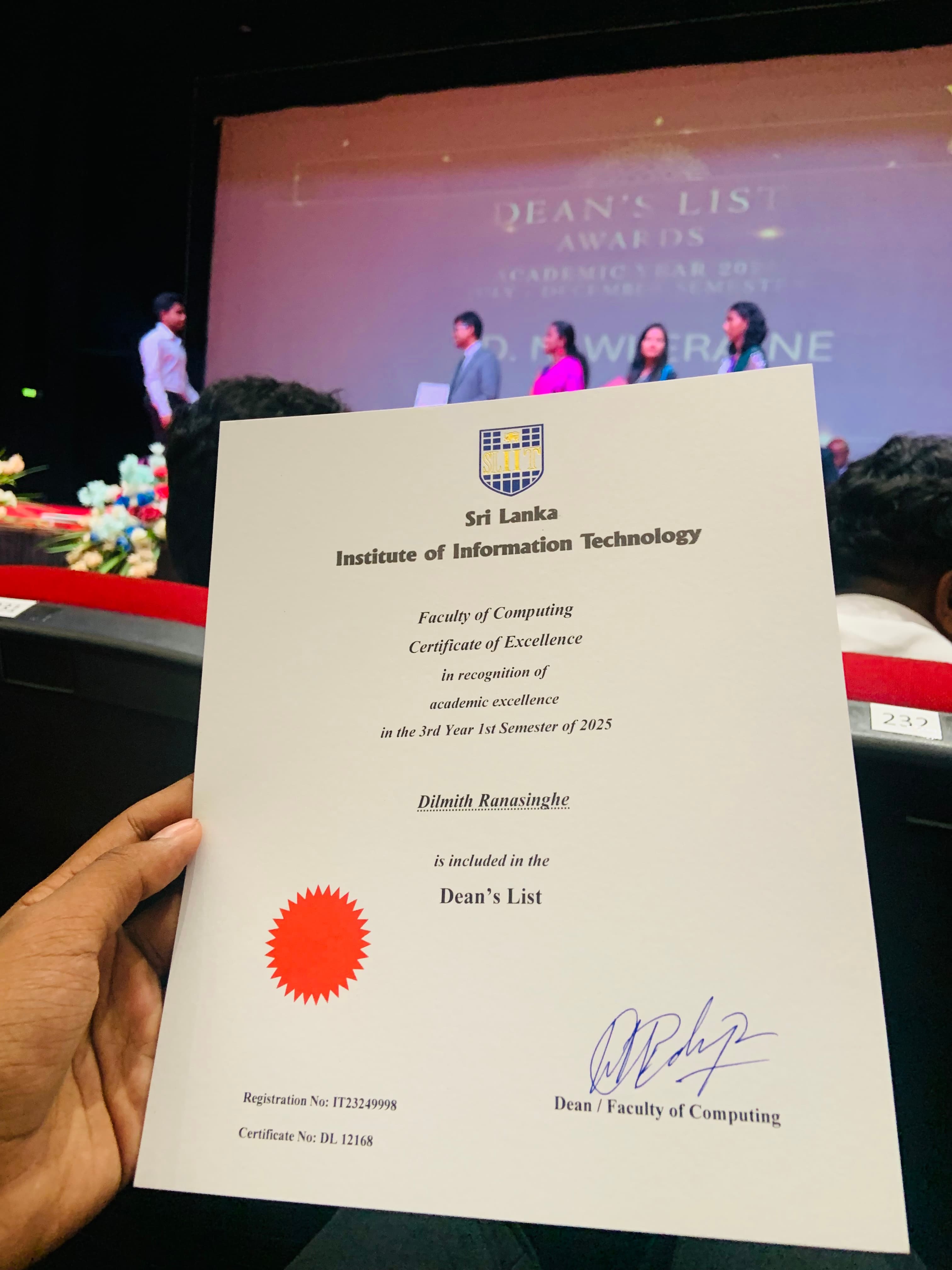 Dean's List Certificate of Excellence
